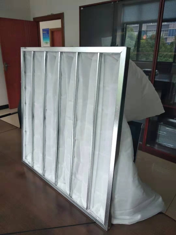 Air galvanisé de filtre à manches de fibre de verre du cadre en acier 95% pour le système de ventilation commercial