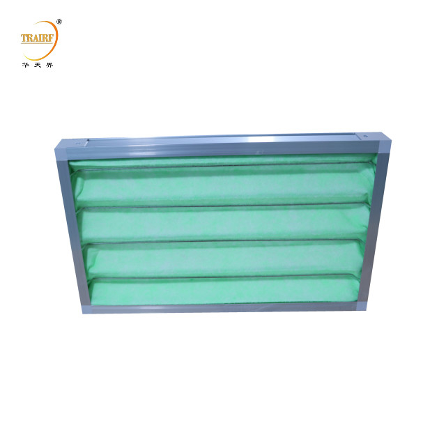 Filtre à air en panneau plissé vert et blanc en tissu industriel en polypropylène pour système de ventilation