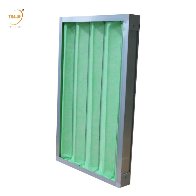 Filtre à air en panneau plissé vert et blanc en tissu industriel en polypropylène pour système de ventilation