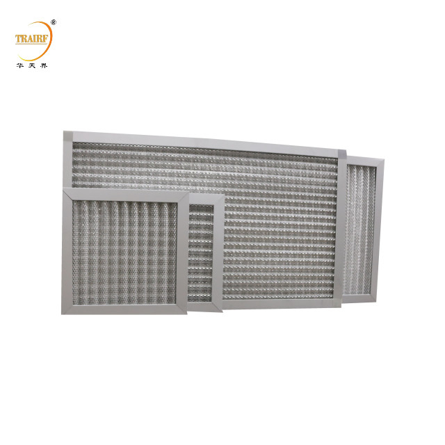 Filtre à air à carreaux métalliques plissés Filtre à air lavable pour salle blanche