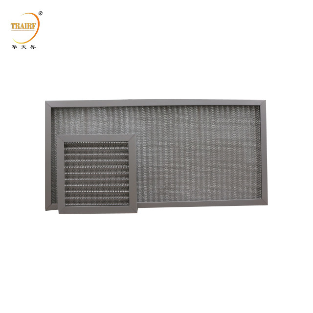 Filtre à air à carreaux métalliques plissés Filtre à air lavable pour salle blanche