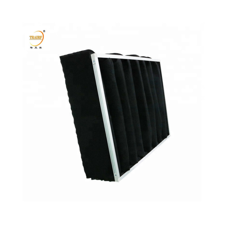 Filtres à poche au charbon actif Filtre à air en sacs en fibres synthétiques avec cadre en aluminium