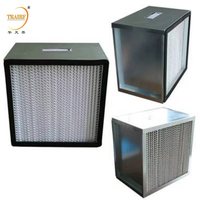 Cadre en aluminium, petit panneau plissé Filtre HEPA H10 H11 H12 H13 Capot à débit laminaire Filtre HEPA